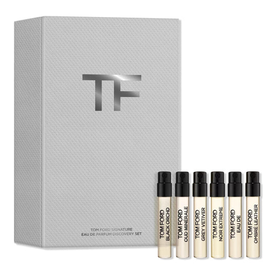 Tom Ford Signature Fragrance Discovery Gift Set 6 Parfum, Eau de Parfum, Eau de Toilette Samples - Black Orchid, Costa Azzurra, Grey Vetiver, Noir