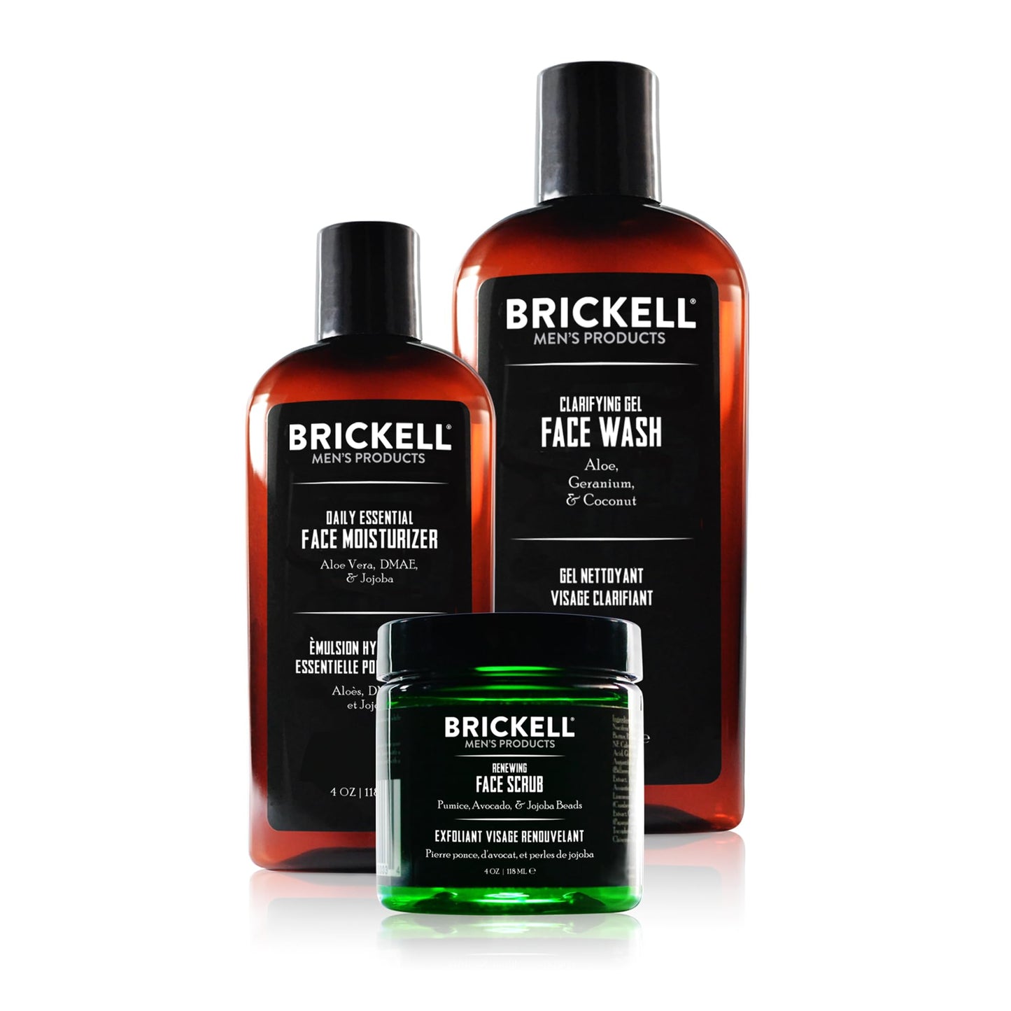 Brickell Men's Products Daily Advanced Face Care Routine I, Gel Facial Cleanser Wash, Face Scrub, Facial Moisturizer Lotion, Natural and Organic Men's