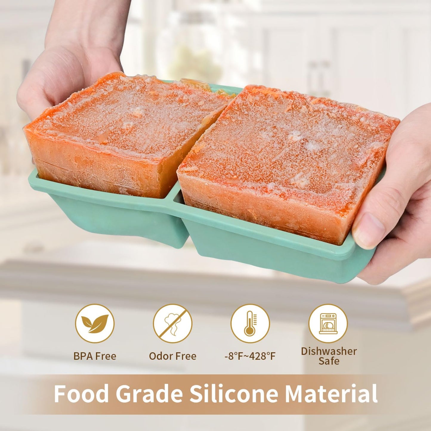 Silicone Freezer Tray for Soup Ice Cubes: 2-Cup Freezing Tray with Lid for Meal Prep - 2Pack Silicon Soup Portion Freeze Trays Make Stock Souped Ice…