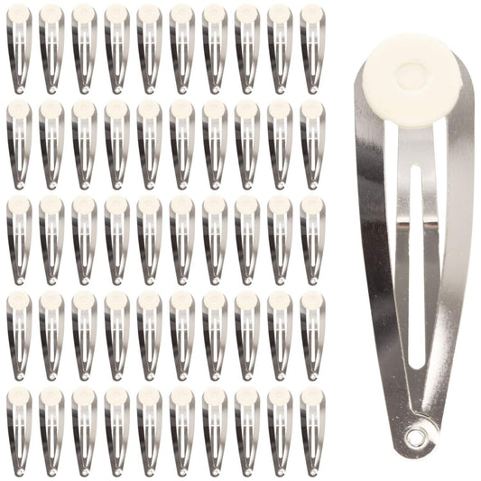 Lawie 50 Pack Bulk 2 Inch 5 CM Glue Pad Snap Metal Hair Clips Barrettes Hairpins Clips Hairgrips Craft DIY Accessories