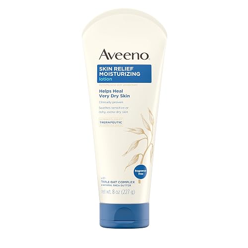 Aveeno Skin Relief 24-Hour Moisturizing Lotion for Sensitive Skin with Natural Shea Butter & Triple Oat Complex, Unscented Therapeutic Lotion
