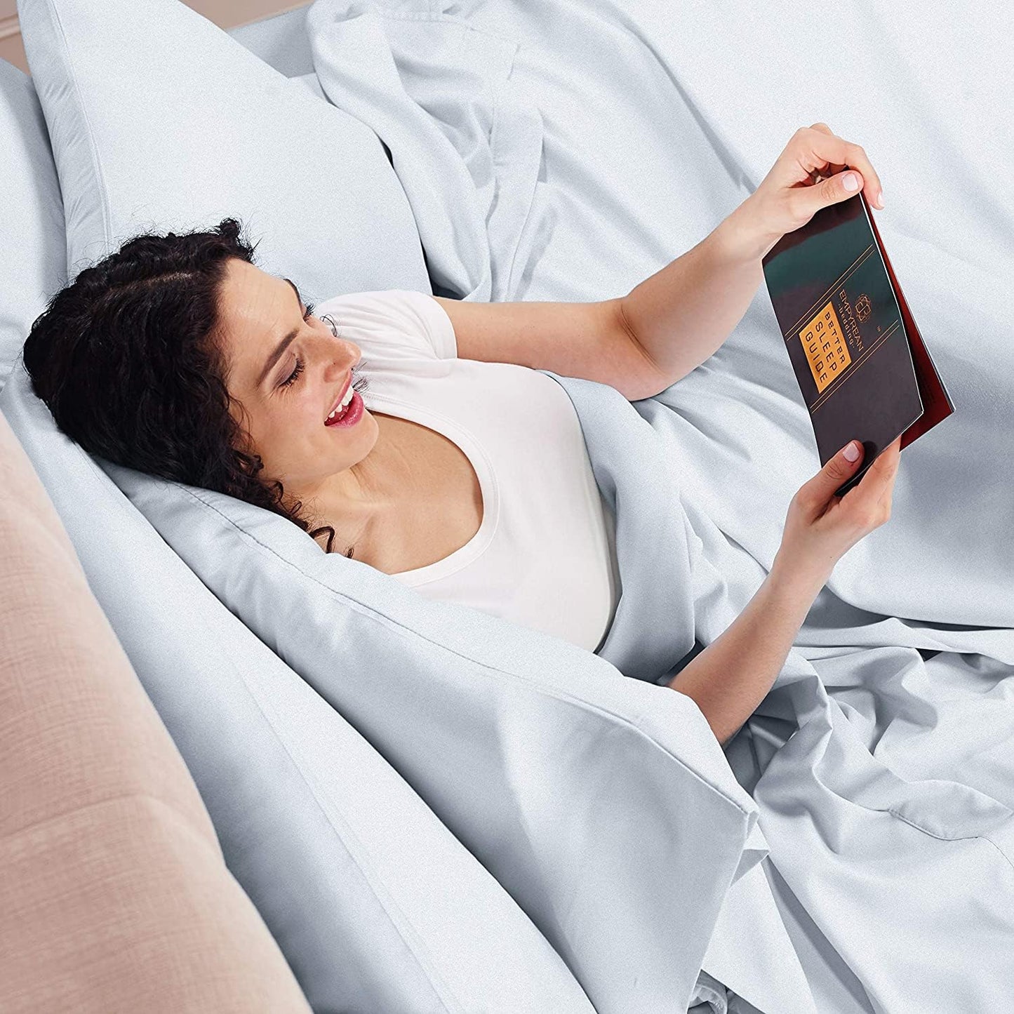 Empyrean California King Sheets Set - 110 GSM 6 Piece Bed Sheets for California King Size Bed, Soft Bedding Sheets & Pillowcases - Ice Blue