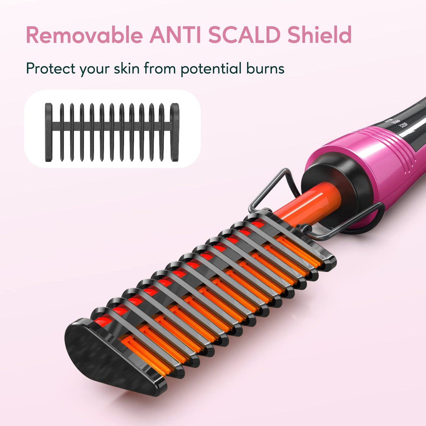 Hot Comb Electric by Terviiix, Pressing Combs for Natural Black Hair, Wigs & Beard, Anti-Scald Straightening Comb with Keratin & Argan Oil Infused
