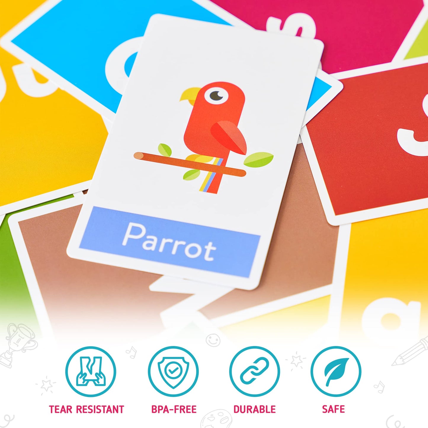 merka Toddler Flash Cards | 58 Double-Sided Learning Cards for Alphabet, Numbers, Colors & Shapes | Educational Preschool Toy for Kids