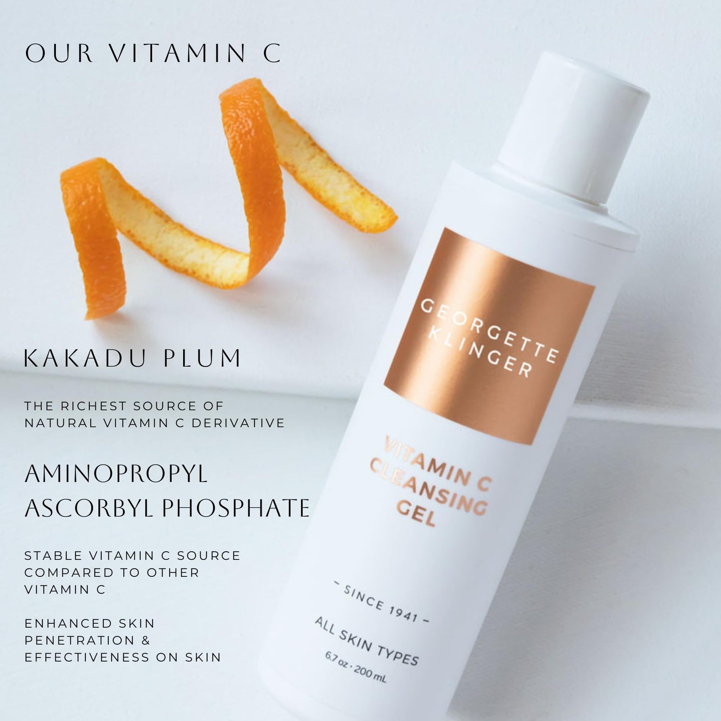 Georgette Klinger Vitamin C Cleansing Gel - Daily Antioxidant Face Wash Brightens and Improves Texture for Clearer, Smoother Skin. Deeply Cleans