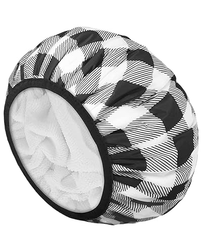 Auban Shower Cap, Shower Cap for Women Terry Cloth Lined EVA Exterior Reusable Double Layer Waterproof, Large Bath Hair Cap, Hotel Travel Essentials