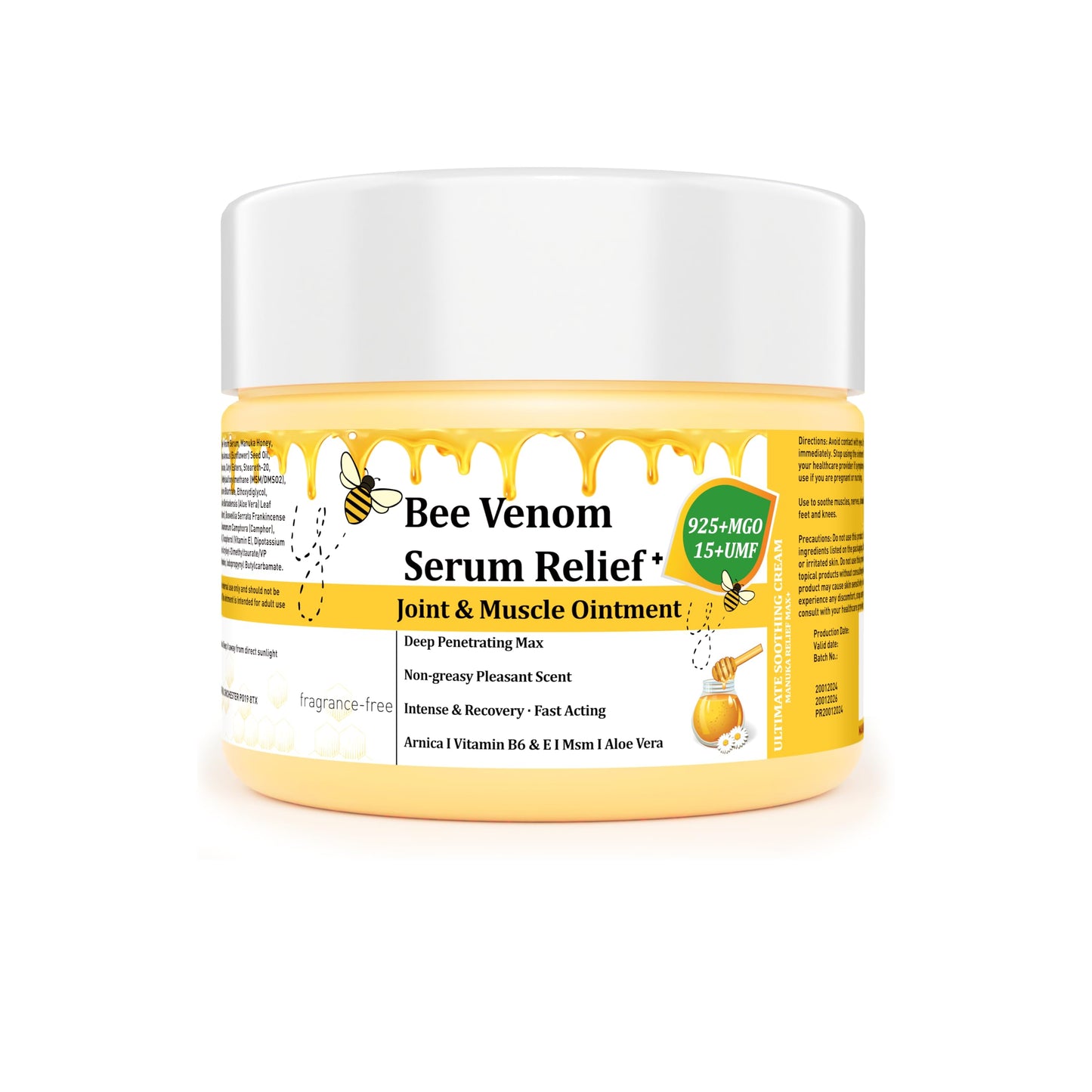 DRUOUO Natural Organic NZL Bee Venom Professional Serum Care, Joint & Muscle & Bone Cream Gel - for Back, Neck, Hand, Foot, Knee, Muscle, Shoulder Beauty & Personal Care DRUOUO