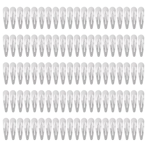Lawie 100 Pack 2" Snap Hair Clips - Silver Metal Barrettes, 5cm Small Hairpins, Thin Barrettes for Gray Hair, DIY Crafts, Accessories for Women