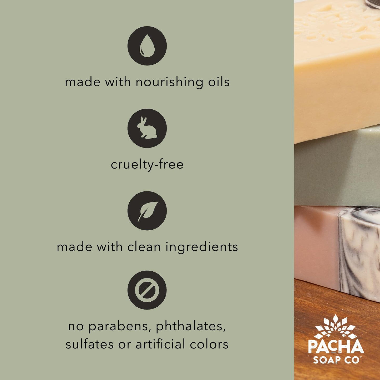 Pacha Soap Co. Bar Soap - Vanilla & Sage Scent, Handcrafted, Hydrating & Moisturizing Bar Soap with Soothing Essential Oils, Premium Face, Hand & Body Beauty & Personal Care Pacha Soap Co