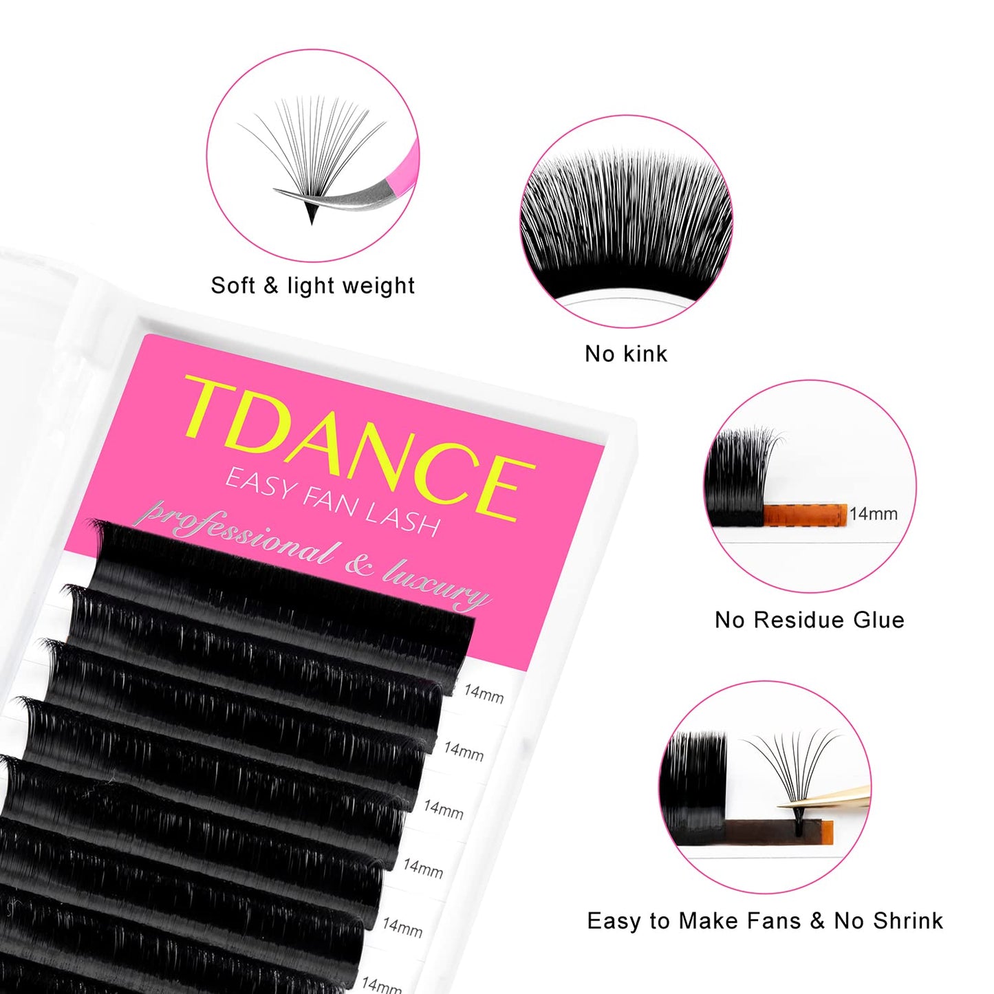 TDANCE Colorful Easy Fan Volume Lashes Eyelash Extension Supplies Rapid Blooming Volume Eyelash Extensions Thickness 0.07 DD Curl Mix 8-15mm Self Beauty and Personal Care TDANCE