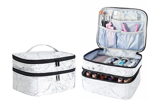 ZFZGFRCS Nail Polish Organizer- Holds 30 Bottles Nail Supply Organizers and Storage Double-layer Nail Bag Organizer Case Nail varnish Organizer Nail