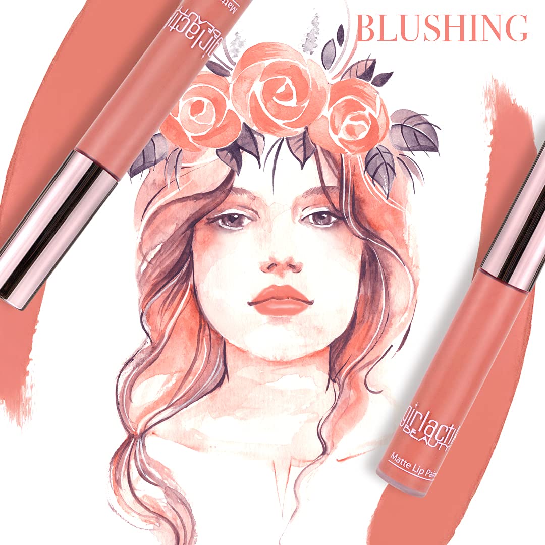 Girlactik Long Lasting Matte Lip Paint Liquid Lipstick in Allure- Long wearing, Smooth Application, Pigmented, Non-Crack Formula, Lightweight, 7.5 ml