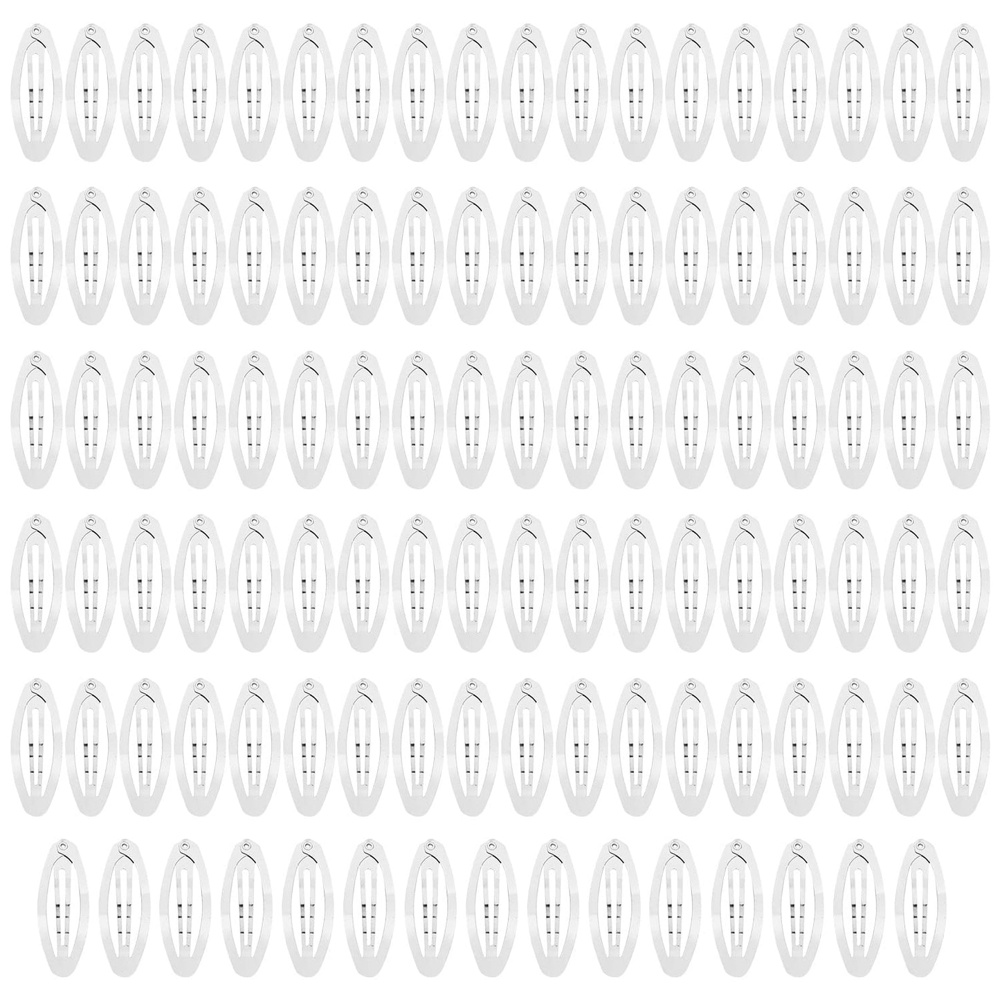 Lawie 100 Pack Bulk 2 Inch 5 CM Oval Snap Metal Hair Clips Barrettes Silver Hairpins Clips Thin Fine Bang Hair Holder Craft DIY Accessories for Women