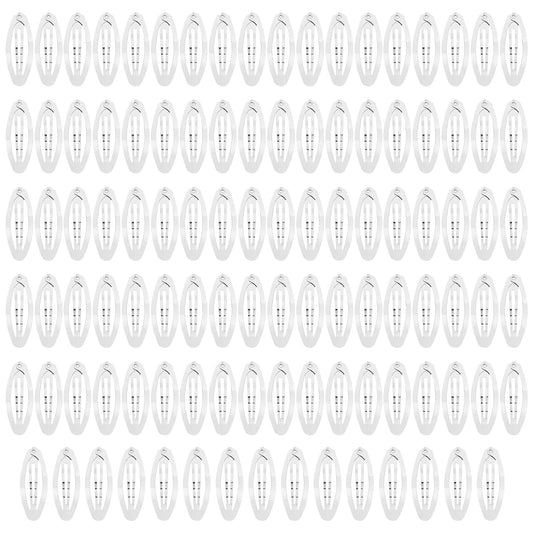 Lawie 100 Pack Bulk 2 Inch 5 CM Oval Snap Metal Hair Clips Barrettes Silver Hairpins Clips Thin Fine Bang Hair Holder Craft DIY Accessories for Women