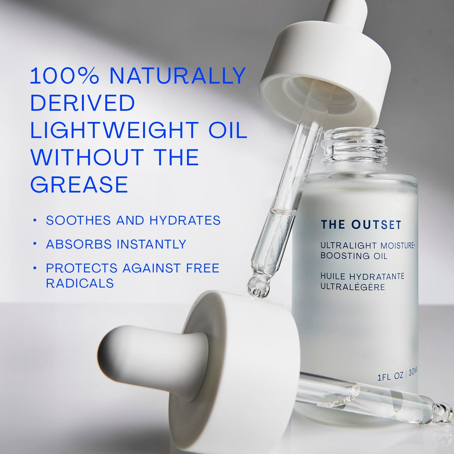 The Outset Ultralight Hydrating Face Oil with Squalane, Fast-Absorbing, Non-Clogging & Gentle Moisturizer, Fragrance-Free, Clean, Vegan & Gluten-Free