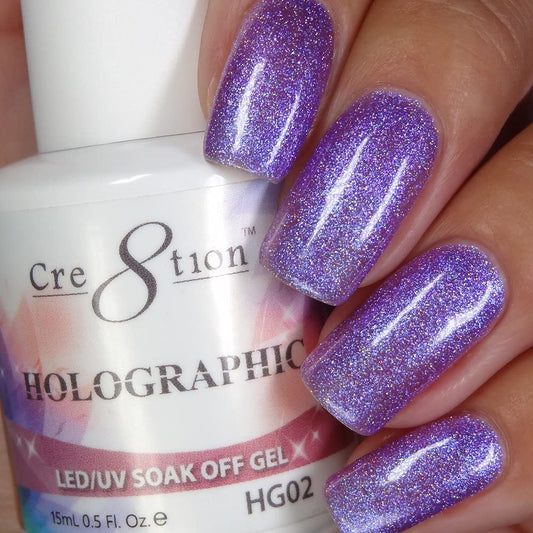 [HG02] Cre8tion - Holographic Collection Soak Off Gel [Easy Application] LED/UV Cured 15mL / 0.5 fl oz Beauty & Personal Care Cre8tion