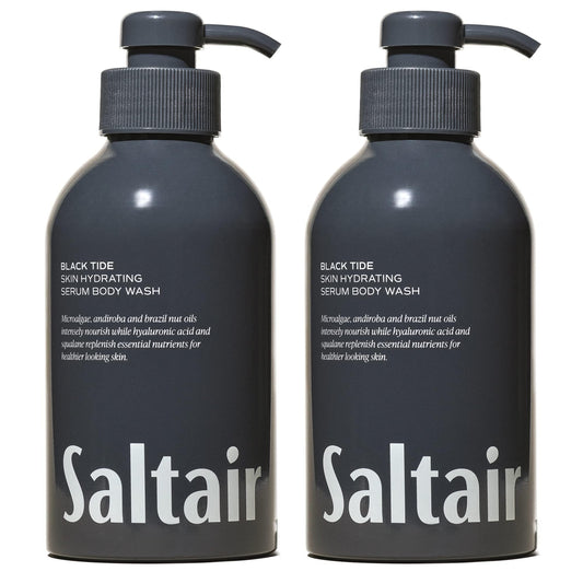 Saltair Body Wash 2-Pack - Moisturizing Body Wash with Squalane & Hydrating Oils - Scented Shower Gel for Men - Black Tide Scent, 2x 17oz - Vegan Beauty & Personal Care Saltair
