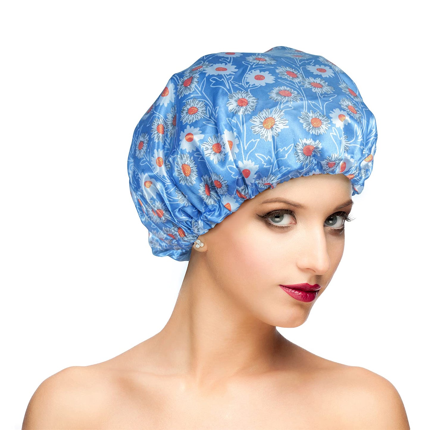 Reusable Shower Cap, Hair Cap, Oversized Waterproof Shower Caps Large Designed for all Hair Lengths with PEVA Lining & Elastic Band Stretch Shower Hat