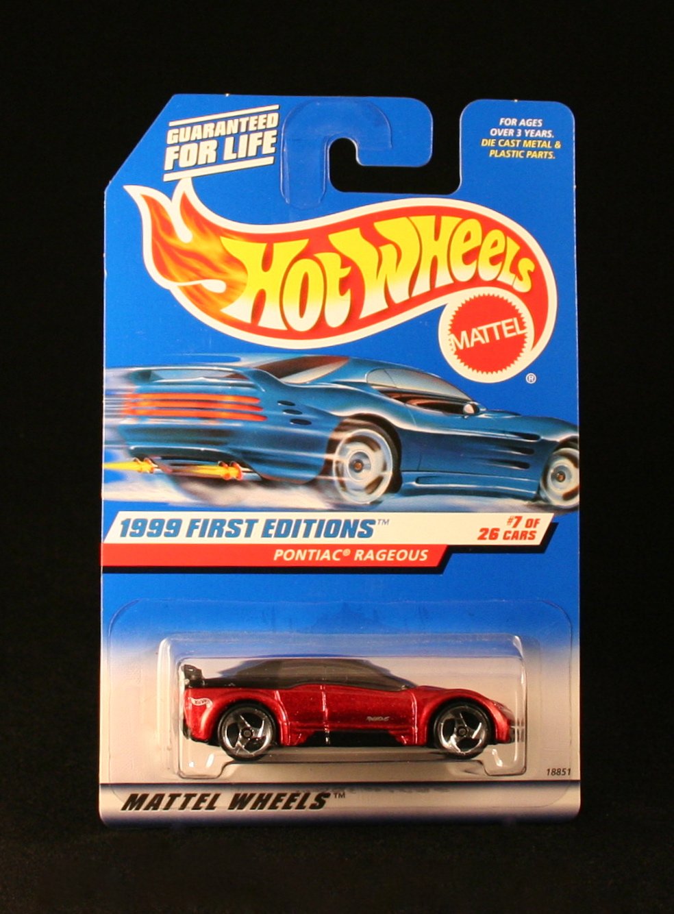Hot Wheels Pontiac RAGEOUS Metallic RED 1999 First Editions Series #7 of 26 Basic Car 1:64 Scale Series Collector #675