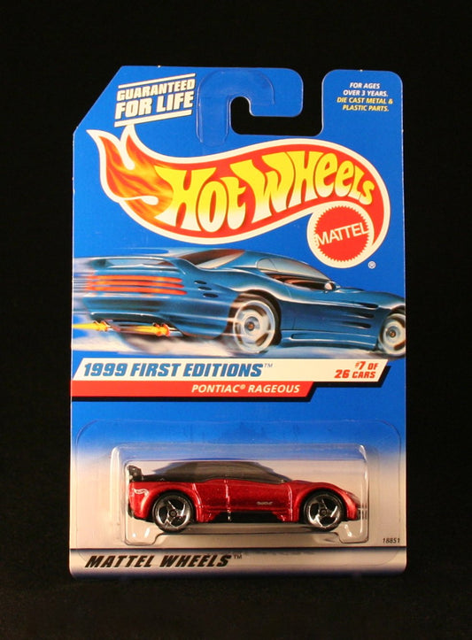 Hot Wheels Pontiac RAGEOUS Metallic RED 1999 First Editions Series #7 of 26 Basic Car 1:64 Scale Series Collector #675