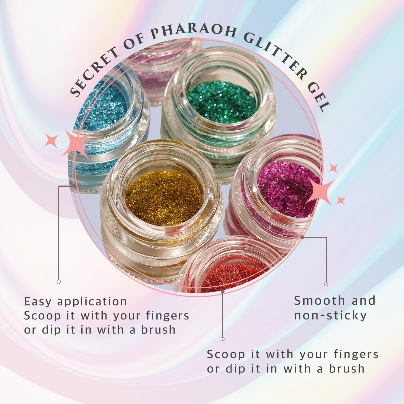 Dazzle and Delight: Secret of Pharaoh Glitter Gel for Hair, Body and Face - Rose Sunset | 6 Vibrant Colors, Long Lasting Sparkles, Ideal for Parties
