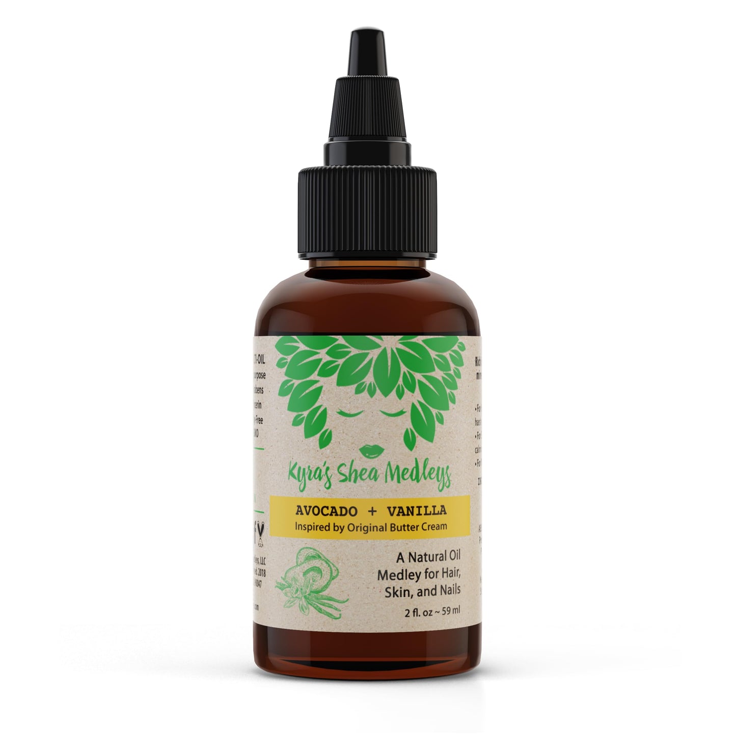 Multiuse Avocado + Vanilla Oil Medley for Face, Body & Hair - Natural Avocado Oil, Shea Nut Oil, Vanilla Essential Oil, & Vitamin E - Seals in