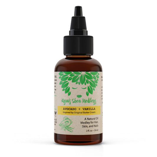 Multiuse Avocado + Vanilla Oil Medley for Face, Body & Hair - Natural Avocado Oil, Shea Nut Oil, Vanilla Essential Oil, & Vitamin E - Seals in