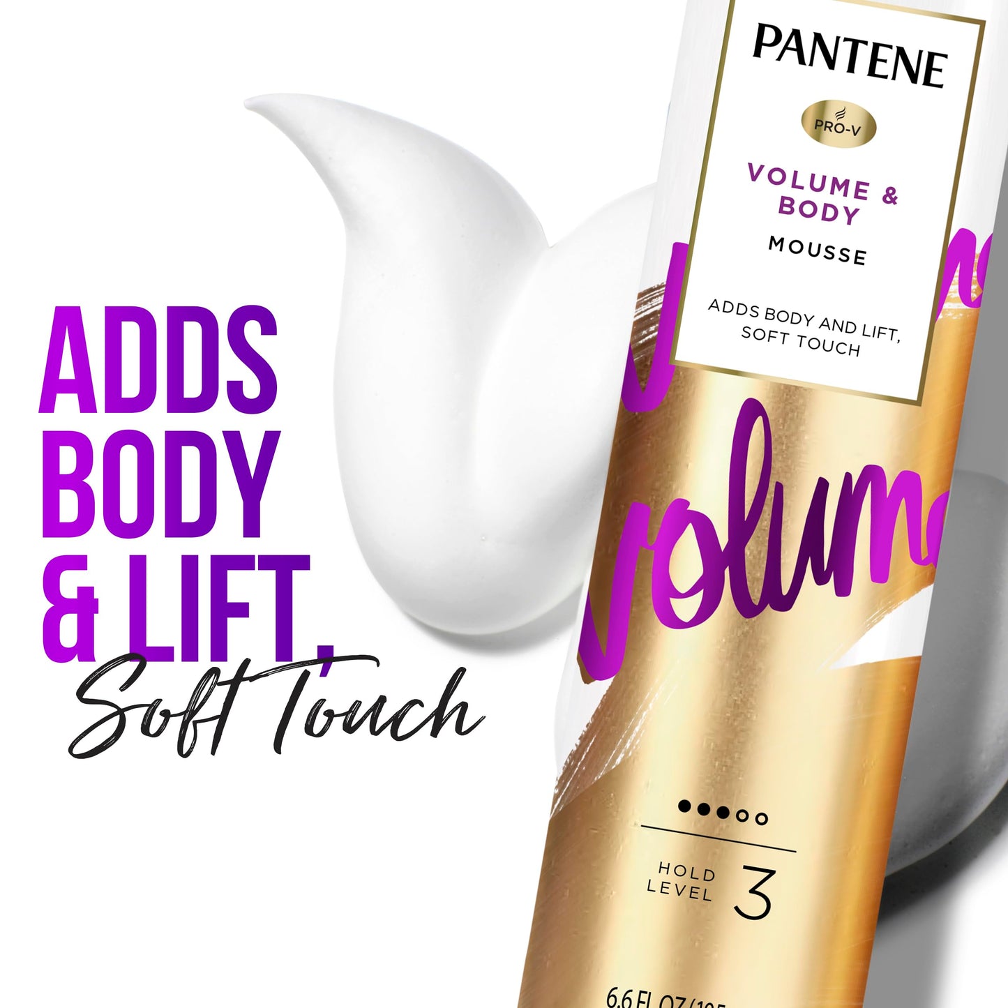 Pantene Pro-V Volume Body Boosting Mousse to Boost Fine, Flat Hair for Maximum Fullness, 6.6 oz