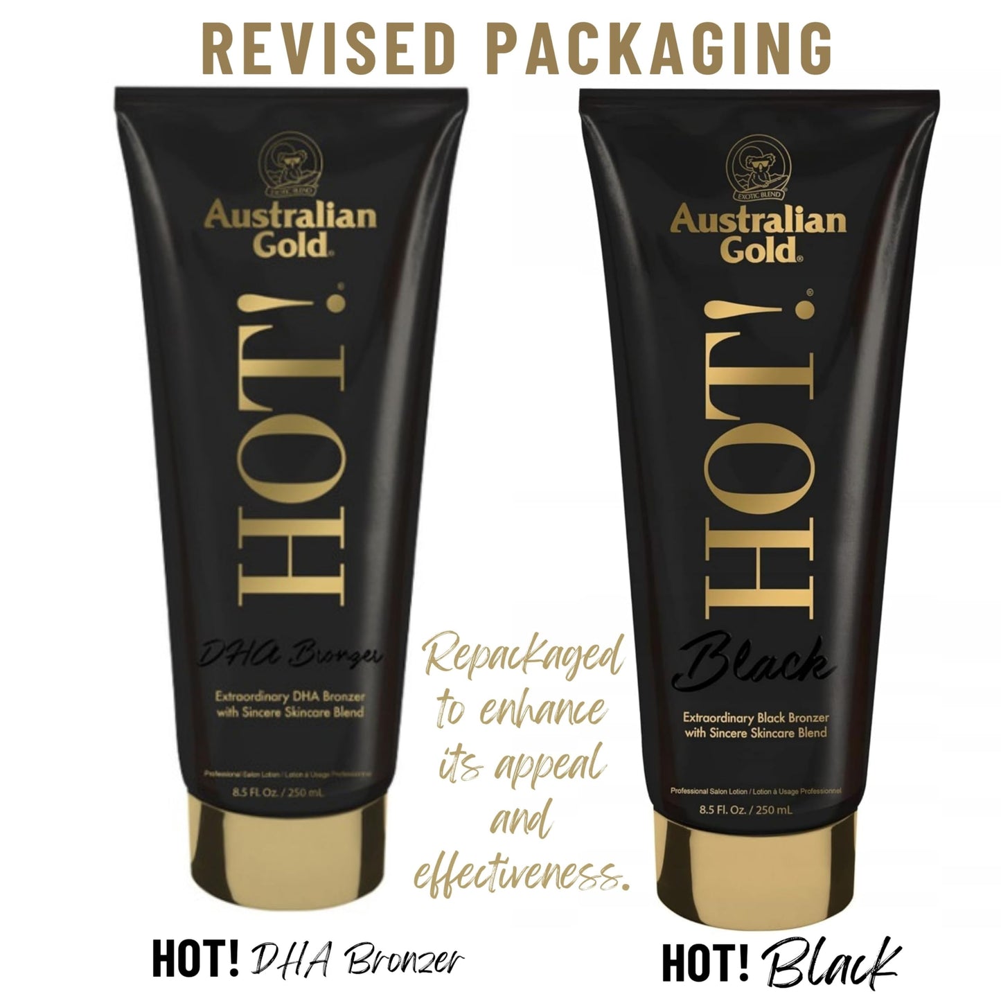 Australian Gold Hot! Bronze Extraordinary DHA Bronzer - 8.5 ounces, Tanning Lotion for Indoor or Outdoor use HOT! Black DHA Bronzer