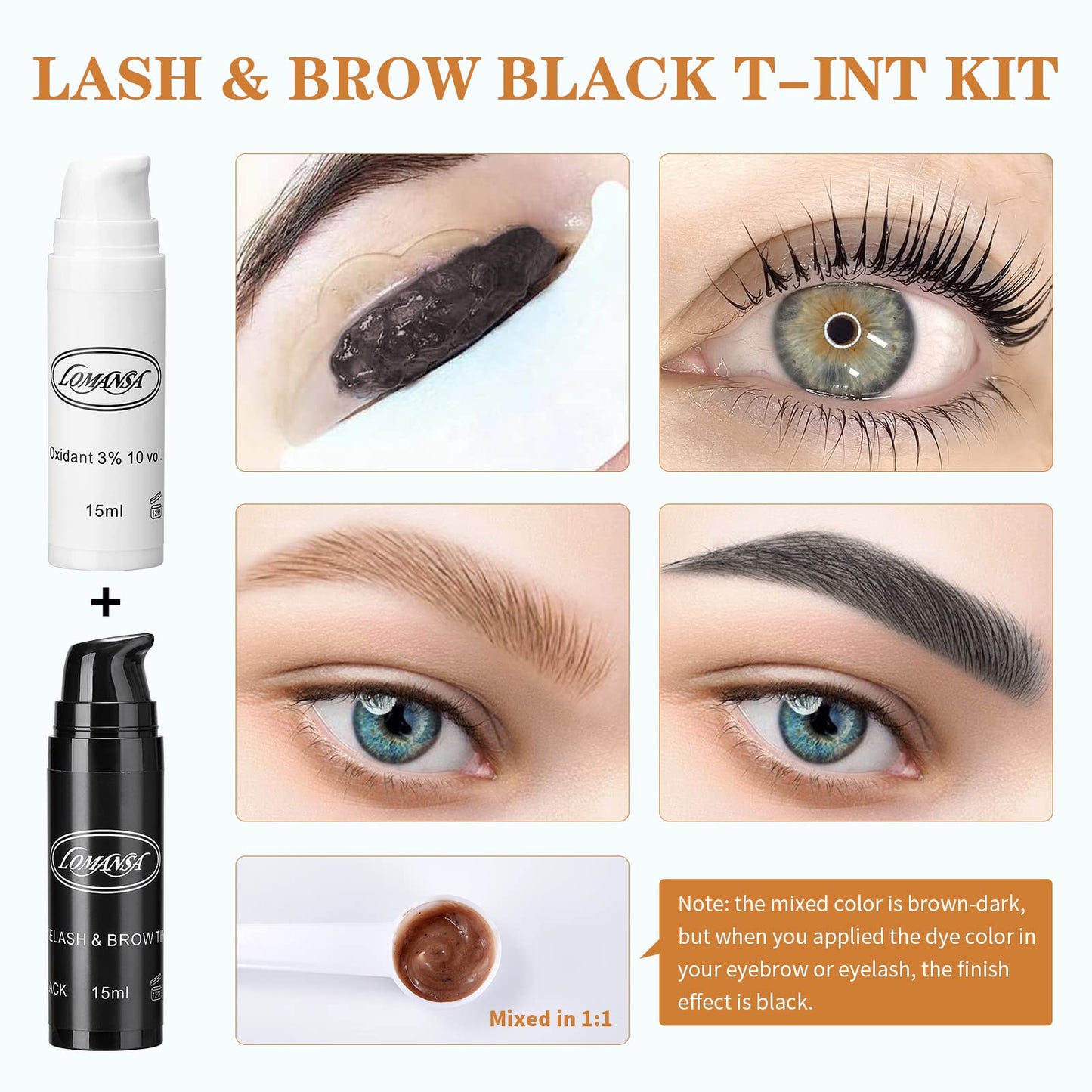 Lomansa Lash Lift and Black Kit, Instant Fuller Eyelash Lift Brow Lamination Kit with Black Colors, Fast Quick Lifting and Voluminous Coloring