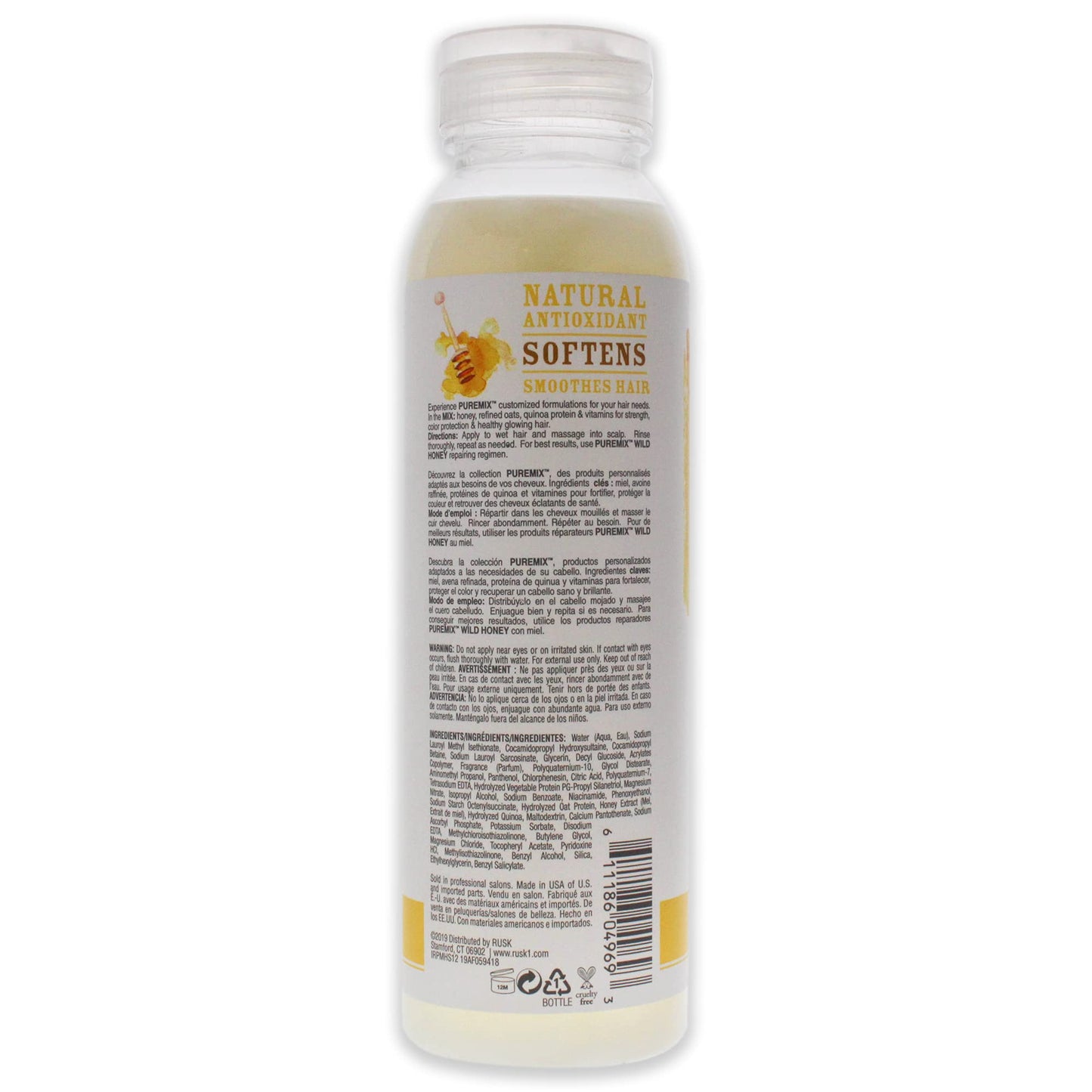 Puremix Wild Honey Repairing Shampoo - Dry Hair by Rusk for Unisex - 12 oz Shampoo