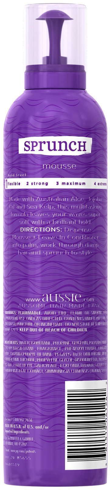 Aussie Sprunch Hair Mousse Plus Leave-In Conditioner, 6.8 oz