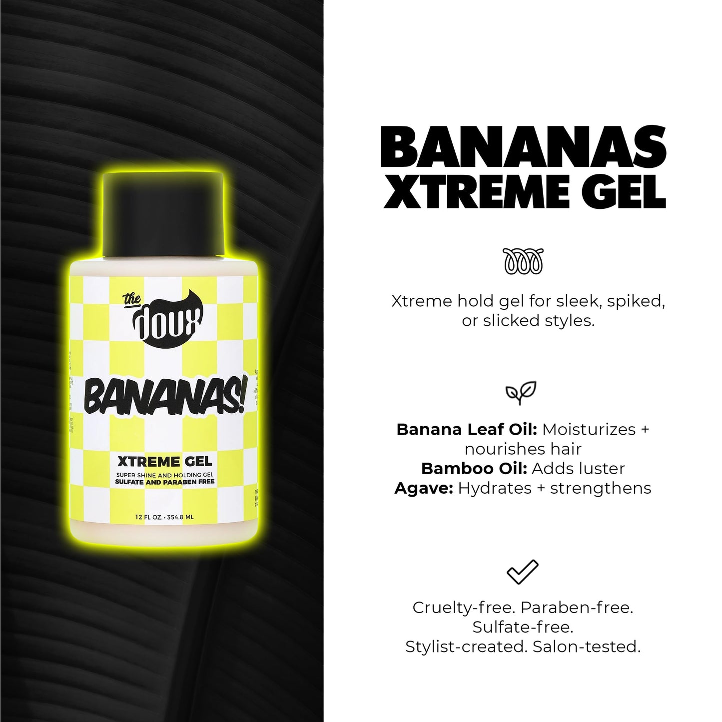 Bananas Xtreme Hold Hair Gel for Curly Hair -Strong Hold Styling Gel with Frizz Control & Shine -Hair Gel for Women & Men, Curl Gel for Wavy Hair