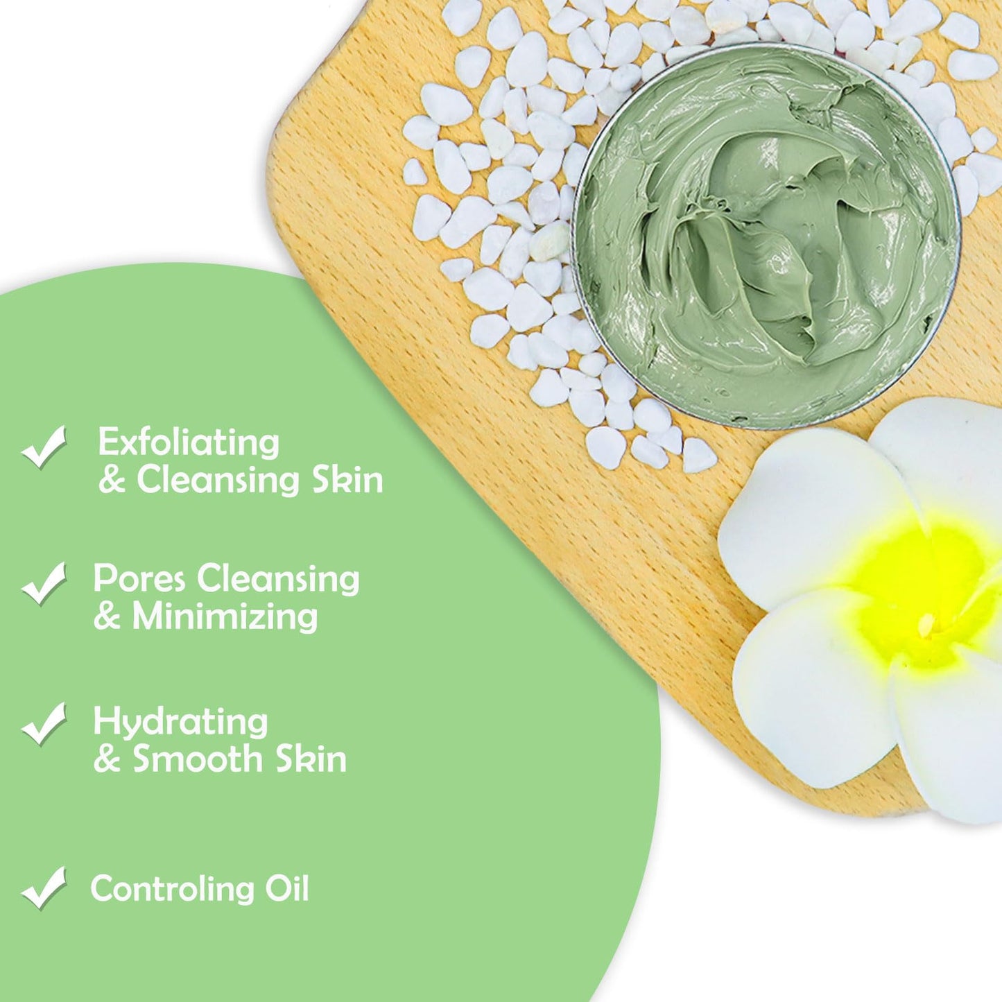 ANAI RUI Green Tea Mask, Clay Mask for Poreless Deep Cleanse, Green Tea Face Mask Blackhead Remover with Kaolin, Aloe, Collagen, Pore Minimizer
