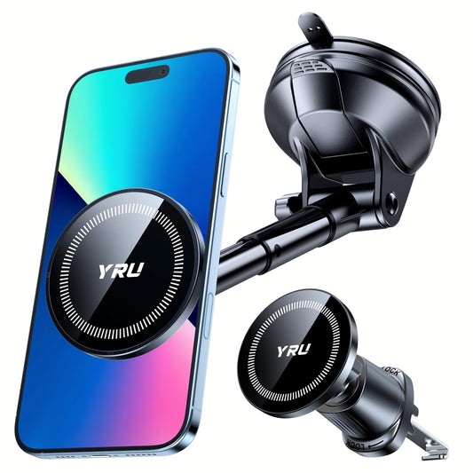 YRU Upgraded Magnetic Phone Holder for Car【Patented & Super Magnet】 for MagSafe Car Mount Dashboard Magnet Phone Holder Windshield Phone Stand…