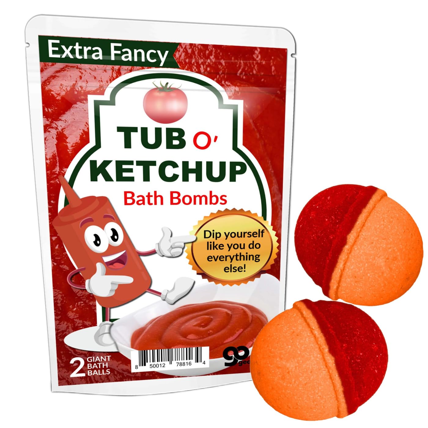 Tub O Ketchup Bath Bombs - Funny Ketchup Colored Bath Balls for Men - XL Black Cherry Bath Fizzers, Handcrafted, Made in America, 2 Count