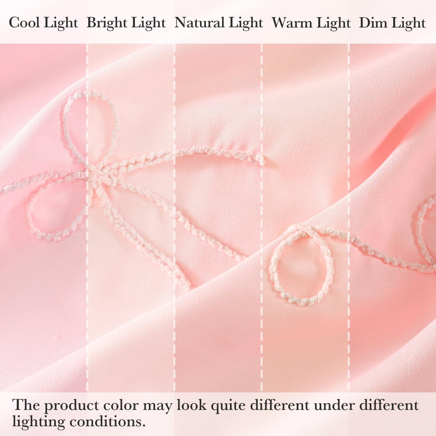 Seasonwood Pink Bow Shower Curtain Cute Fabric Shower Curtain 72 x 72 Inches, Aesthetic Embroidered Textured Shower Curtains Elegant Peach Pretty…