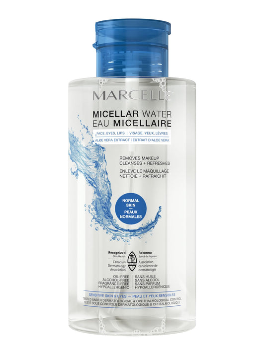 Marcelle Micellar Water, Normal Skin, Makeup Remover, Aloe Vera Extract, Sensitive Skin and Eyes, Oil-Free, Alcohol-Free, Fragrance-Free