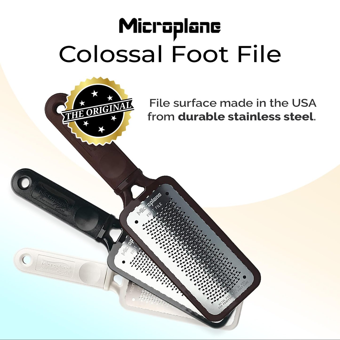 Microplane Colossal Foot File Scraper - The Original Stainless Steel Foot Rasp, Dead Skin/Callus Remover for Feet, Gentle Foot Scrubber, Pedicure