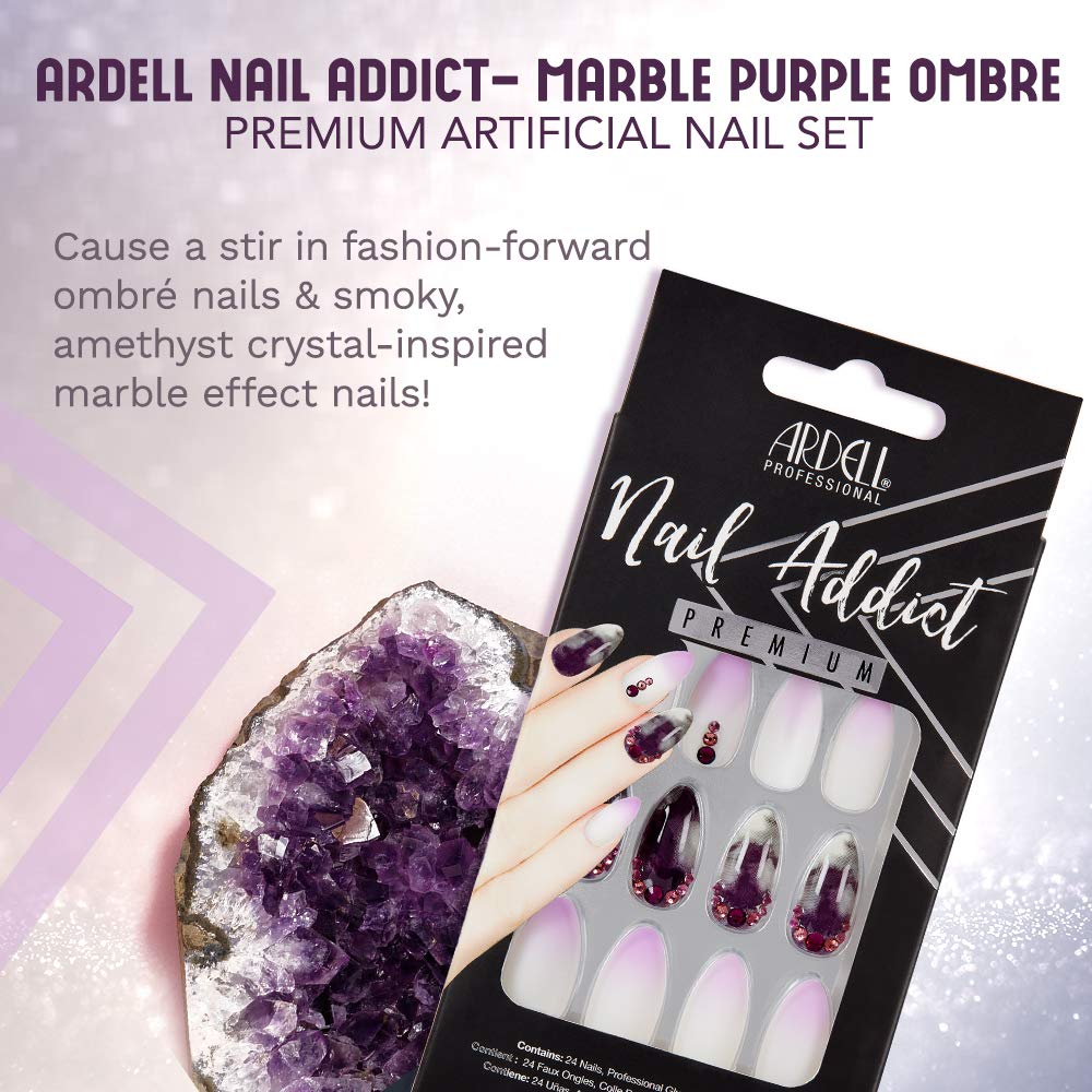 Ardell Nail Addict Premium Artificial Nail Set, Marble Purple Ombré Beauty & Personal Care Ardell
