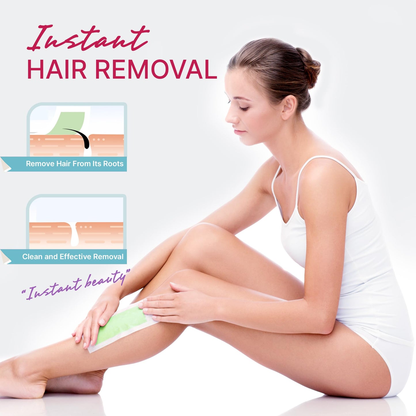 Wax Strips Hair Removal for Women: Waxing Kit with 20 Pcs Body Waxing Strips Dual Sides & 4 Calming Oil Wipe For Face, Bikini, Legs, Lip Beauty and Personal Care ELIAGLOW