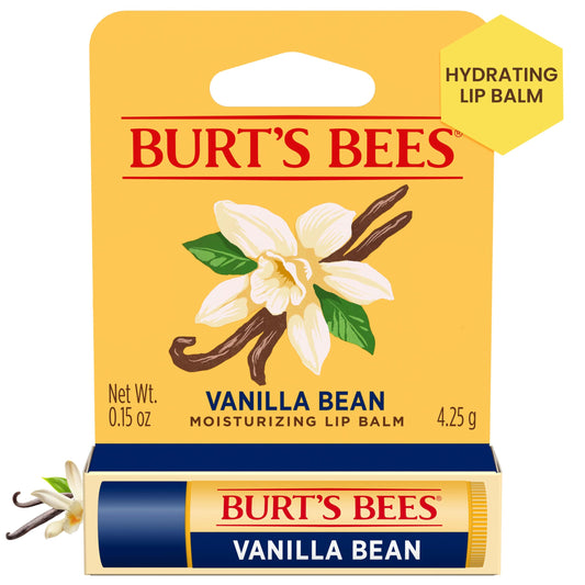 Burt's Bees Vanilla Bean Lip Balm, Lip Moisturizer With Responsibly Sourced Beeswax, Tint-Free, Natural Conditioning Lip Treatment, 1 Tube, 0.15 oz.