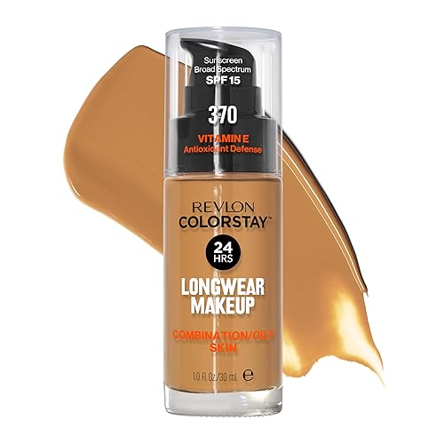 Revlon Liquid Foundation, ColorStay Face Makeup for Combination & Oily Skin, SPF 15, Medium-Full Coverage with Matte Finish, 370 Toast, 1 Fl Oz