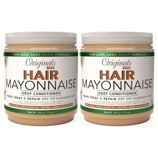 Originals By Africa's Best Hair Mayonnaise Conditioner - 2 Pack (15 oz Jars) - Enriched with Herbal Extracts, Egg Protein & Olive Oil for Deep