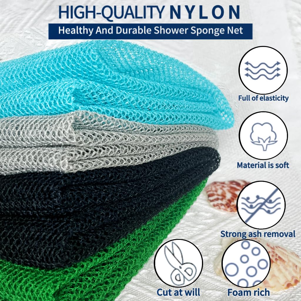 African Exfoliating Net, African Net Sponge, Nylon African Bathing Sponge Net, African Net Long Net Bath Sponge Shower Body Scrubber Back Scrubber Beauty and Personal Care SPMKTBOZAI