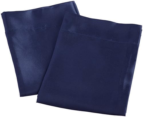Aiking Home 2 Pieces of Colorful Shiny Satin Queen Size Pillow Cases, Navy