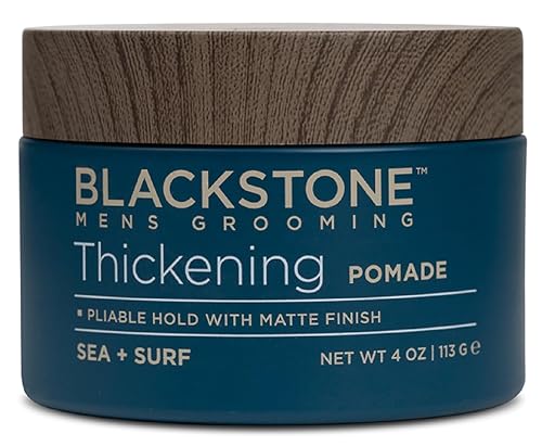 Blackstone Men's Grooming Hair Thickening Pomade - Pliable Hold with Matte Finish | Paraben & | Sea + Surf Scent (4 Oz)