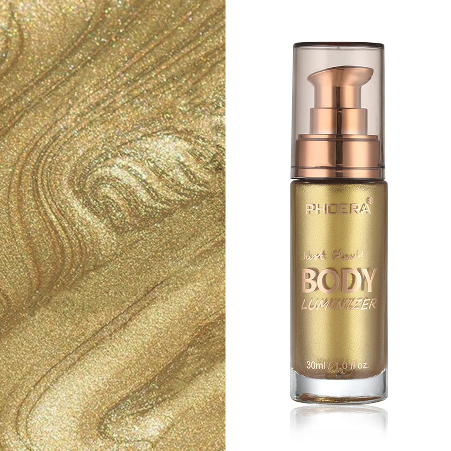 Body Shimmer Oil, Metallic Gold Natural Glow Luminizer, Brush Include, 1oz Beauty and Personal Care Lezero