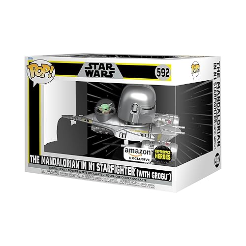 Funko POP! Ride Super Deluxe: Star Wars Hyperspace Heroes - The Mandalorian in N1 Starfighter (with Grogu) - Collectable Vinyl Figure