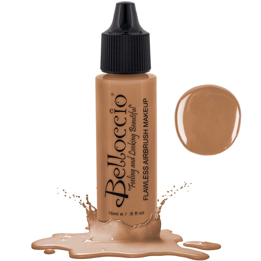 Belloccio's Professional Cosmetic Airbrush Makeup Foundation 1/2oz Bottle: Golden Tan- Medium Yellow Undertones